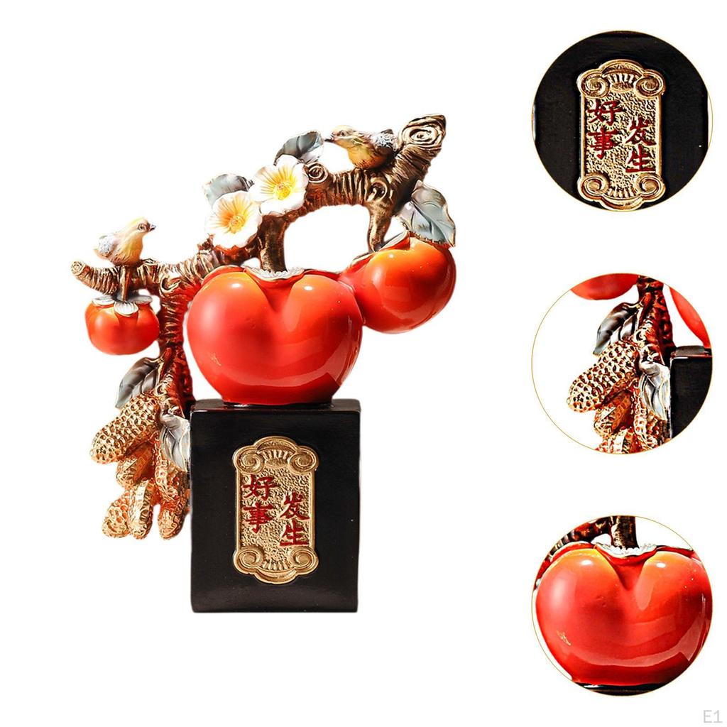 Harzfigur Kaki Statue Kunstwerk Fruchtskulptur Ornament für Flur Wohnzimmer Bücherregal