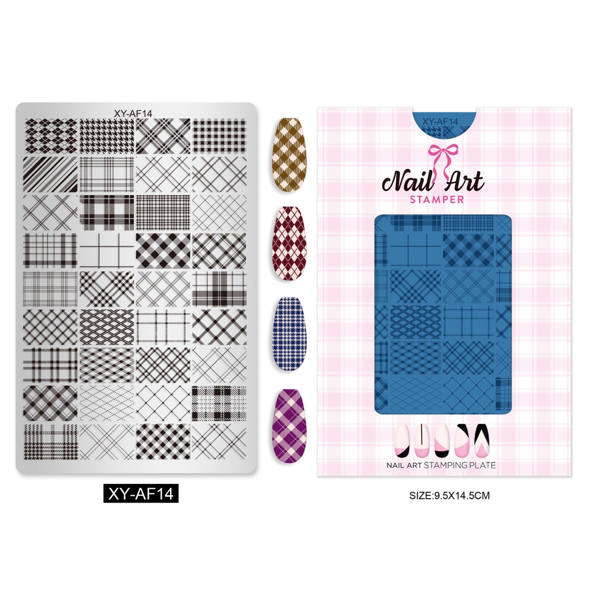 Штамповка для ногтей: Клетка, Бабочка, Мультяшные Животные, Яблочные Узоры
