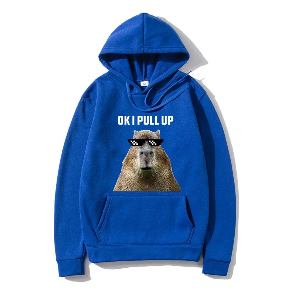 Funny Ok I Pull Up Capybara Print Hoodie Unisex's Casual Oversized Hooded Sweatshirts Gothic Pullovers Hot sell Clothes for Unisex
