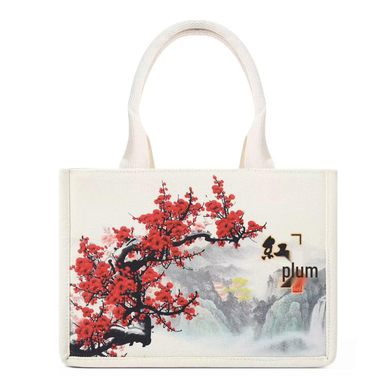 

Floral Canvas Ribbon Tote Bag, Large Capacity 3D Design, Custom LOGO Business Promotion 40*14*38 cm