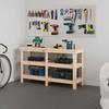 VidaXL Workbench, Work Table with Shelves, Wooden Workbench, Storage Bench, Tool Bench, 142.5x50x80 Cm 823649