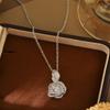 Exquisite French Design Rose Zircon Pendant Necklace - High-End Versatile Clavicle Jewelry for Women