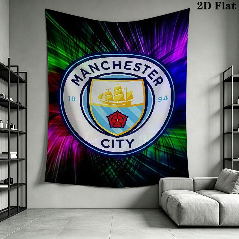 Elite MCFC SquadWall Hanging Printed Fabric Blanket Decorative Tapestries for Bedroom Living Room Home Decor
