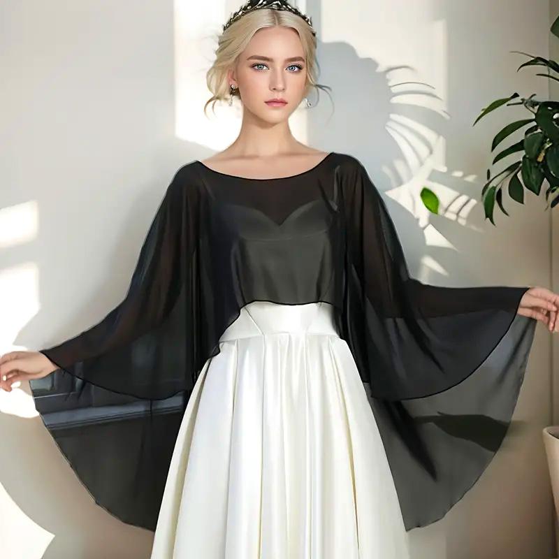 1PC Cloak Lightweight Chiffon Breathable Banquet Thin Wedding Fashion Solid Color Elegant Shawl