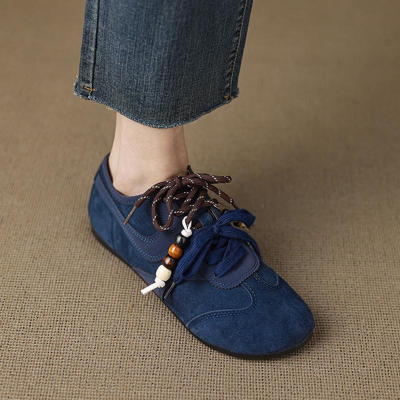 Women's Shoes Flats Casual Sneakers Round Toe Barefoot Woman Elegant Low Heel Stylish Trend Luxury High Quality Blue