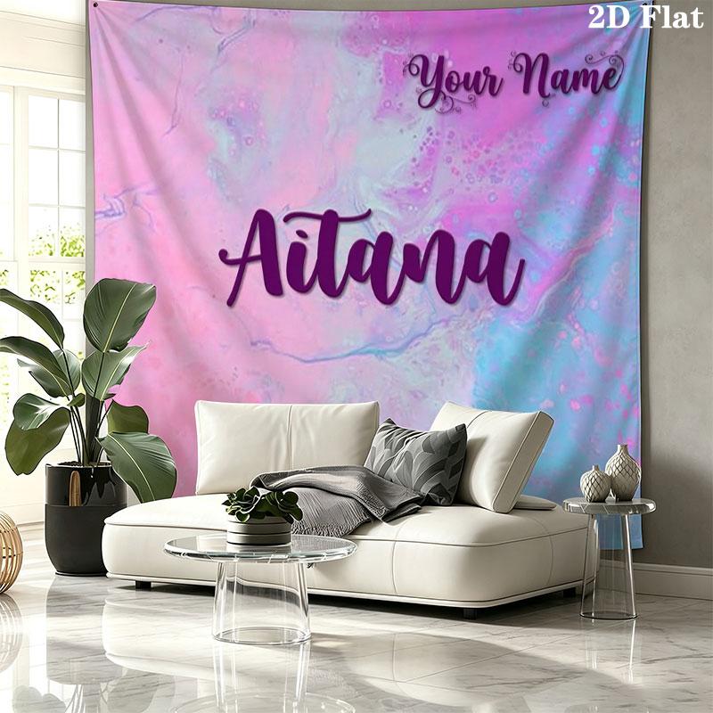 Aitana Custom Name Wall Tapestry Aesthetic Wall Hanging Printed Fabric Blanket Decorative Tapestries for Bedroom Living Room Home Decor