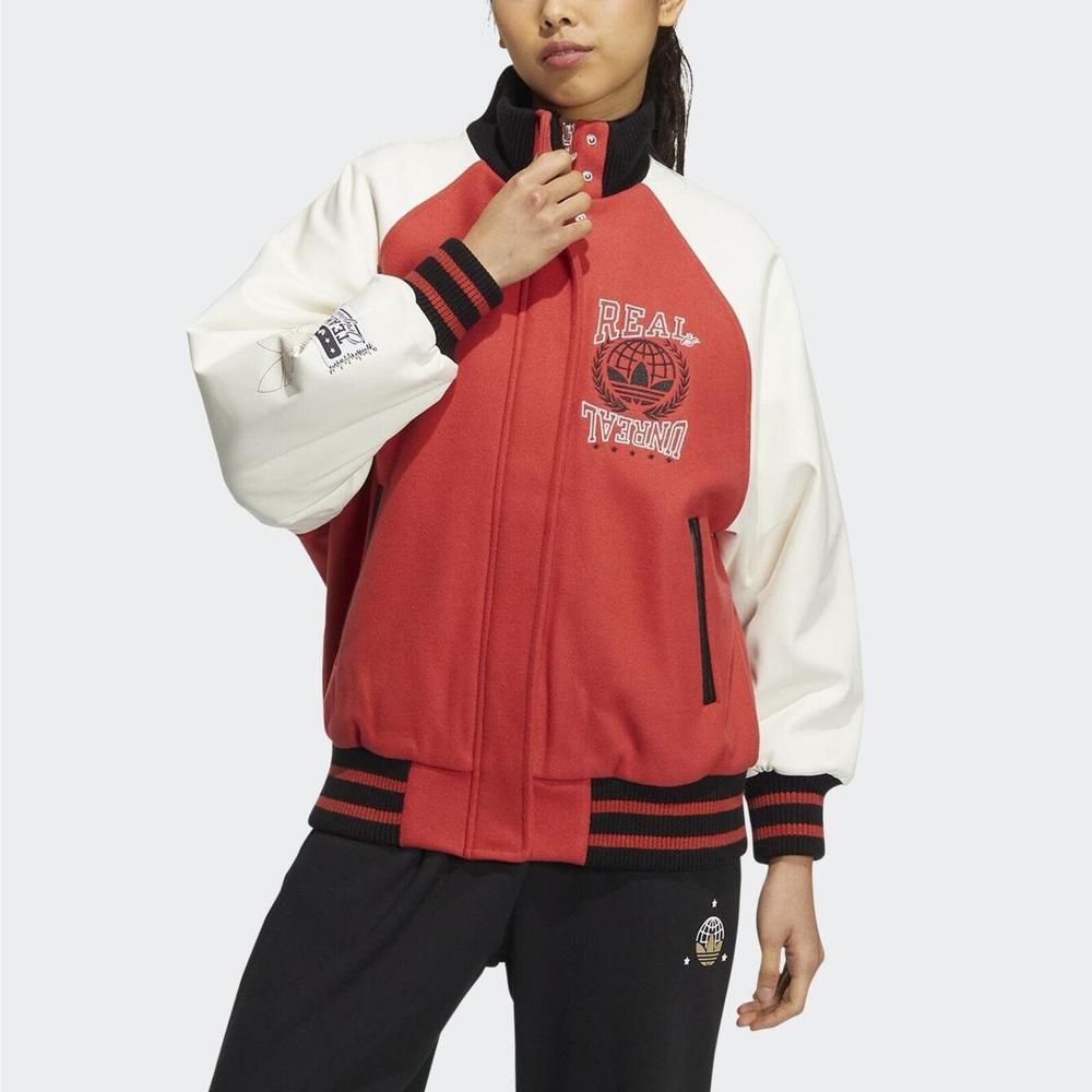 Adidas Originals Trefoil FW22 Allover Print Stand-Collar Hidden Zipper Jacket Women Jackets Red HS9512
