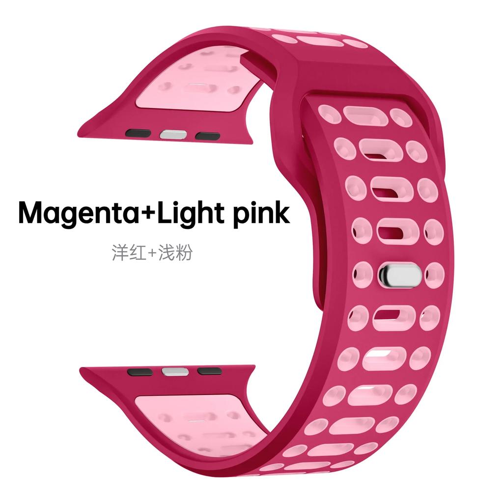 Brățară din silicon pentru Apple Watch Ultra 2 49mm 46mm 45mm 44mm 42mm Brățară bicoloră Correa Iwatch Seria 10 9 8 7 6 5 3 SE