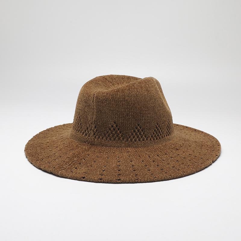 Solid color jacquard hat flat edge big edge sun hat British jazz hat top hat
