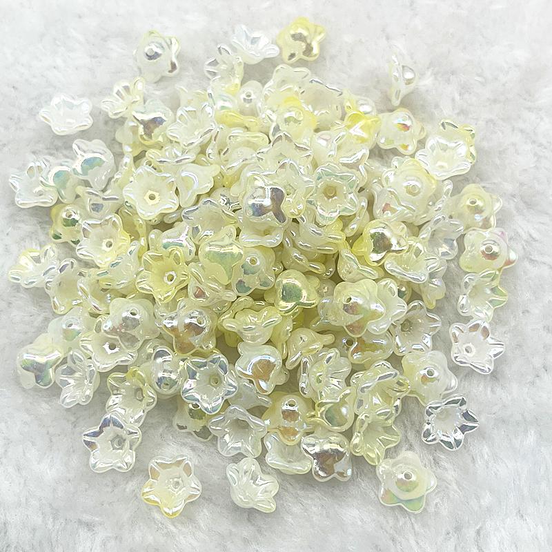 50pcs 7x13mm Gradual Change Acrylic Bellflower Beads Caps Jewelry Findings Charms Bracelets Spacer Beads for Jewelry Making