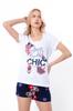 Set pigiama da donna (T-shirt + Pantaloncini) – Maglia Morbida & Stampa Allegra, Estate, 8072-002-33 HC