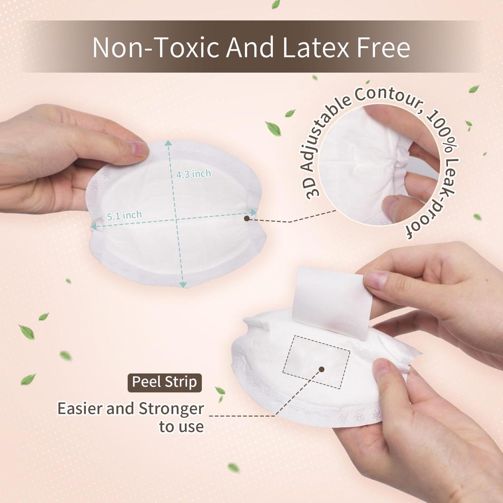 DAFI Breast Pads, 100 Pads (1 Pad X 100 Packs) Soft Nursing Pads Gently Wrap Nipples Postpartum Pads for Breastfeeding Moms