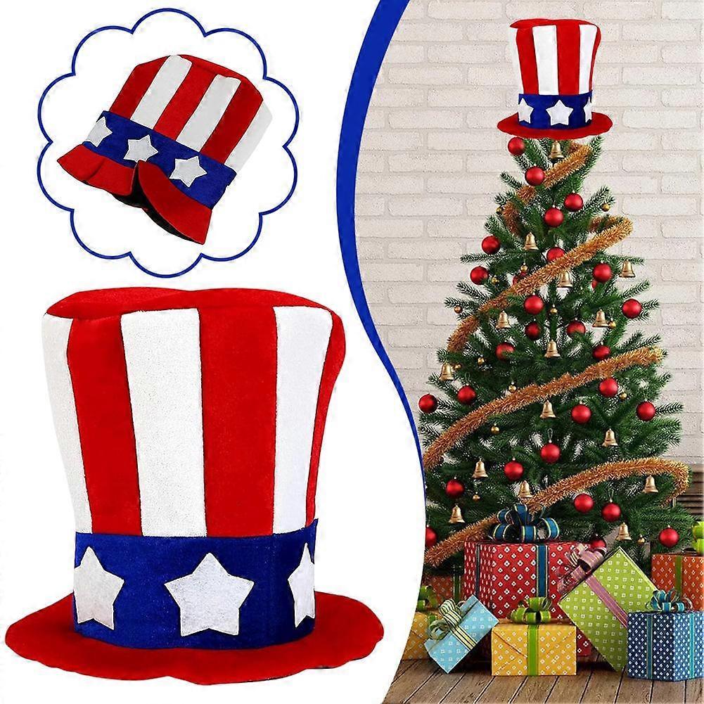 Patriotic Star Hat Tree Top, Red White Blue Christmas Tree Decoration, Independence Day Decoration Independence Day Party Supplies