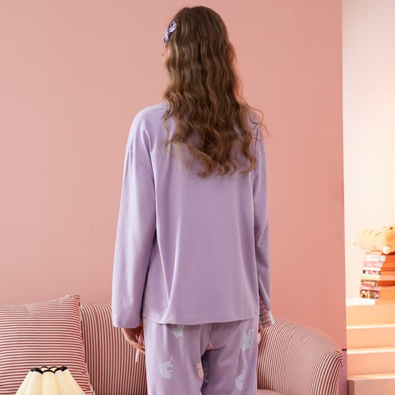 Fenteng Women's Cartoon Long-Sleeve Pure Cotton Pajama Set
