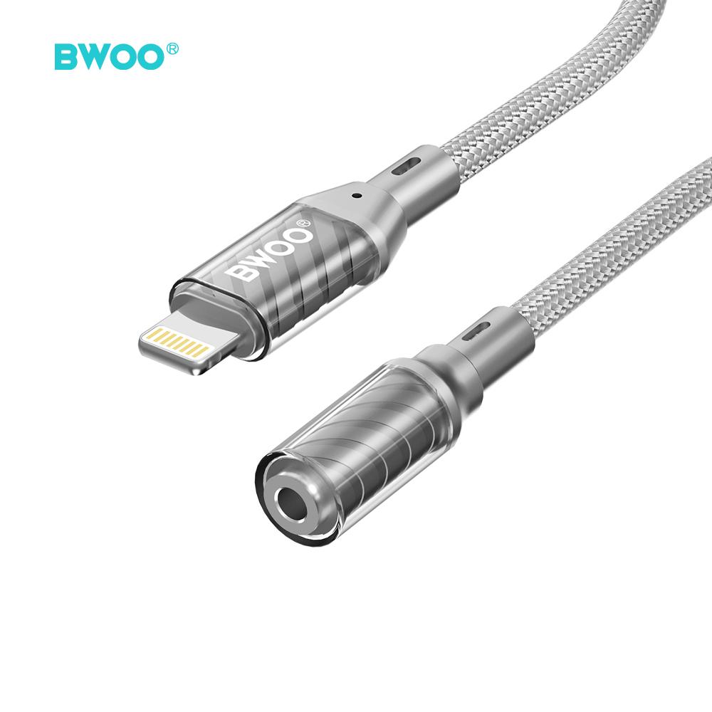 Bwoo Bz66 Adapter Lightning - Jack 3.5Mm Szary