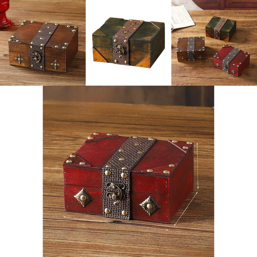 Retro Wooden Treasure Chest For Collectibles And Decorative Storage
