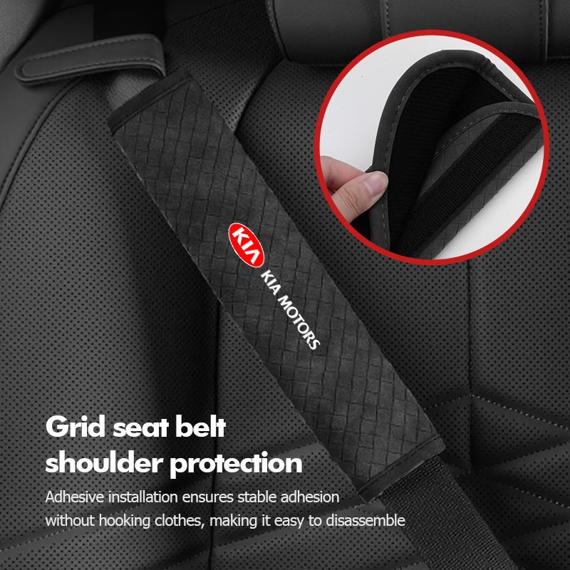 CNR2 For KIA Leather Car Seat Belt Shoulder Pad Shoulder Strap Protection Pad Sorento Stinger Soul Spectra Niro Cadenza Sephia