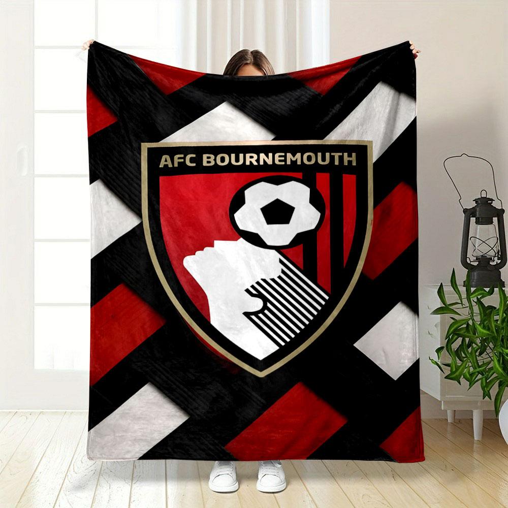 AFC Bournemouth Football Logo Design Patterned blanket, flannel, suitable for all seasons, home decor, warm and cozy