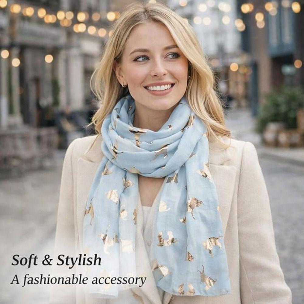 with Frayed Hem Animal Scarf Soft Shawl Wrap New Design Cat Print Scarf