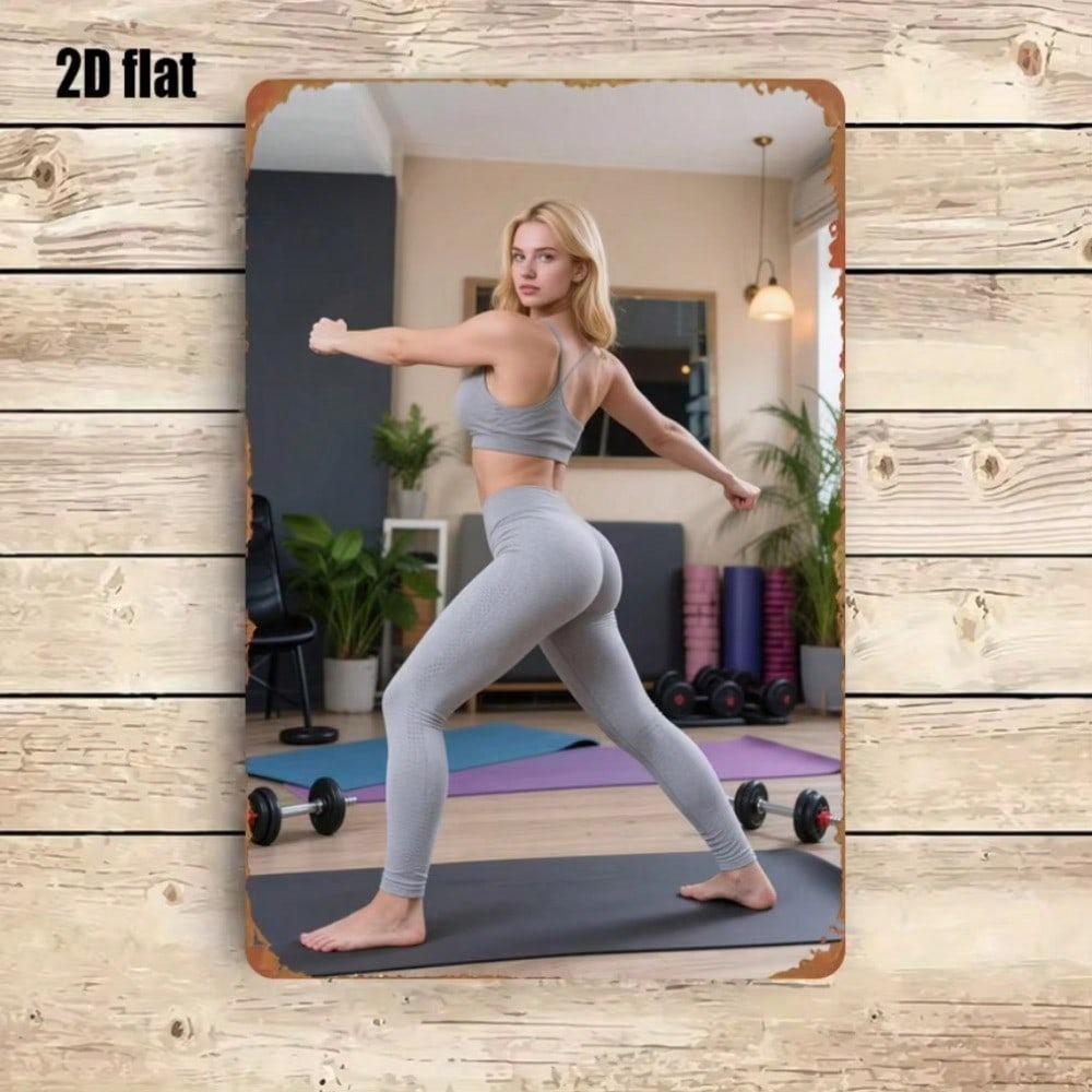 Vintage Retro Gym Metal Poster Bodybuilder Wall Art Home Decor