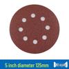 Red Sand Flocking 5-Inch Self-Adhesive Sandpaper Disc, 6 or 8 Holes, for Dry Grinding and Polishing