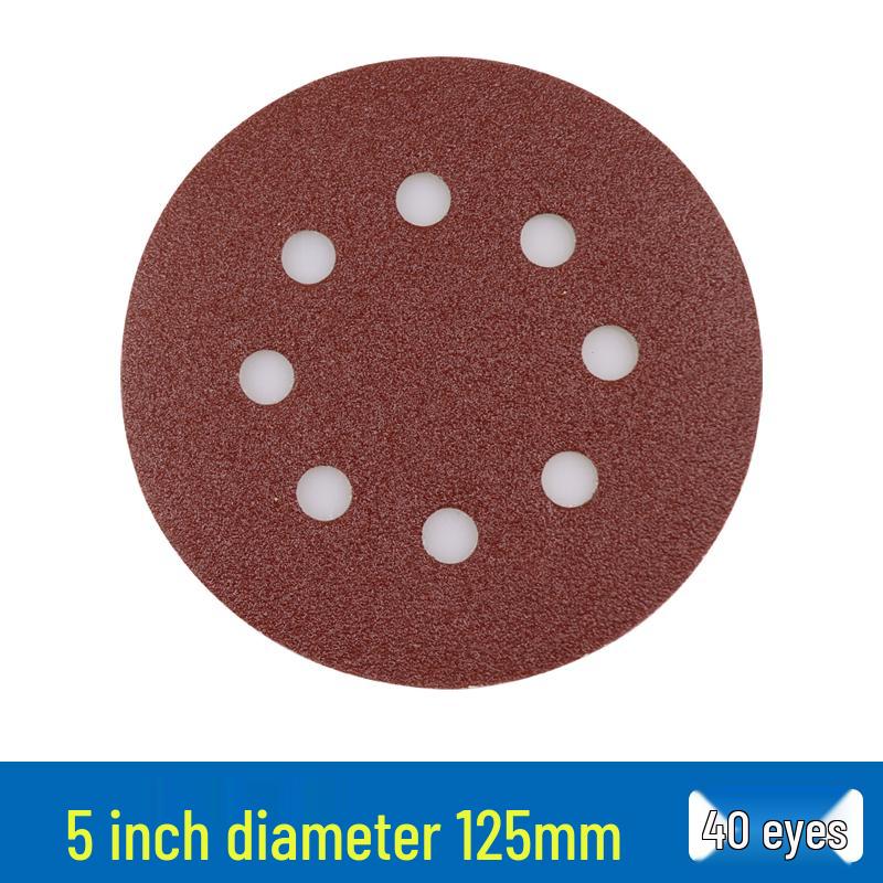 Red Sand Flocking 5-Inch Self-Adhesive Sandpaper Disc, 6 or 8 Holes, for Dry Grinding and Polishing