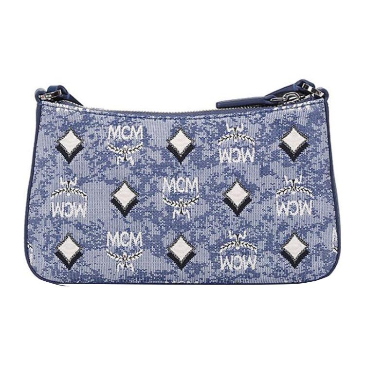New MCM Coated Canvas Shoulder Bag, Crossbody Bag Mini Women's Blue MWSBATQ01LU001