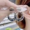 New Round Silver Colour Inlaid Blue Crystal Earrings Women's Personality Fashion Earrings Wedding Jewelry Birthday Gifts