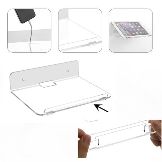 2Pcs Acrylic Floating Wall Shelves Transparent Wall Shelves Adhesive or Screw Installation Display Shelves for Speaker Plant Pot Figures