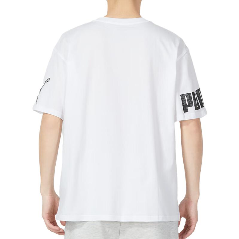 PUMA American Retro Logo Print Crew Neck Short Sleeve T-Shirt Men Tops White 676675-02