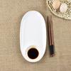 Oval Ceramic Sushi Plate with Compartments and Vinegar Dish for Home or Hotel.