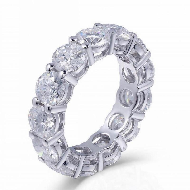 Eternity 925 Sterling Silver Engagement Wedding Band Rings Sets for Women Bridal Princess Cut Diamond Promise Party Jewelry Gift