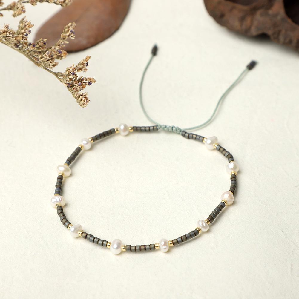 Богемский браслет дружбы ручной работы из бисера Myuki и пресноводного жемчуга