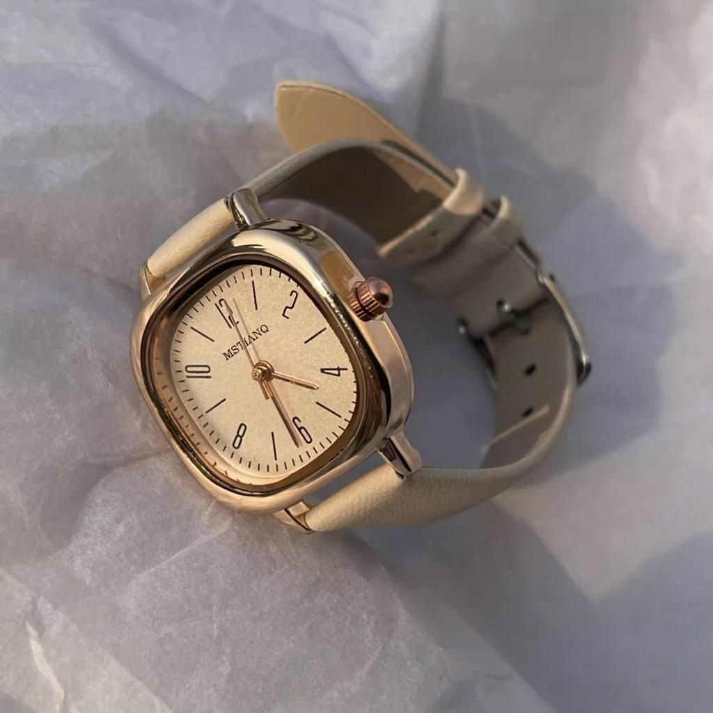 Casual Watches Simple Square Dial Retro Quartz Wristwatches Leather Strap Fashion Girls Students Clock Gifts Reloj Para Mujer