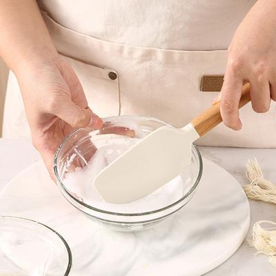 Espátula de Silicona Mango de Madera Resistente al Calor Grado Alimenticio Libre de BPA Lavavajillas
