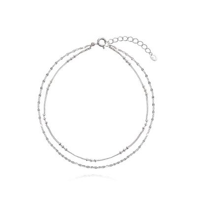 Lucy Silver White 2-Line Chain Anklet Tassvw00060M(Lt)