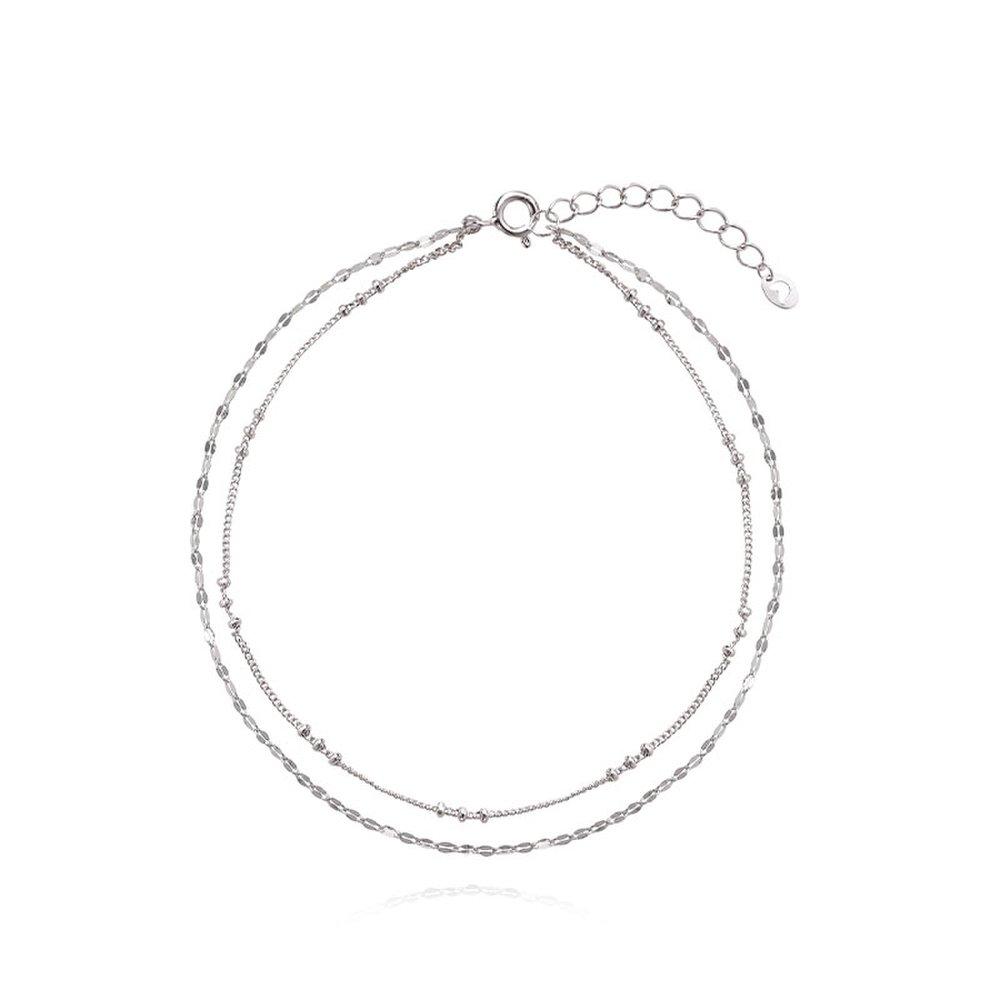 Lucy Silver White 2-Line Chain Anklet Tassvw00060M(Lt)