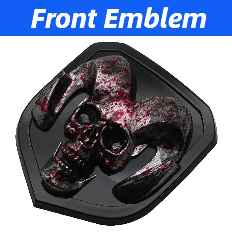 GXP1  Car Front Badge Tailgate Emblem for Dodge Ram 1500 2500 3500 HeavyDuty BigHorn 2010-2018 Skull ABS Car Sticker Pickup Decoration