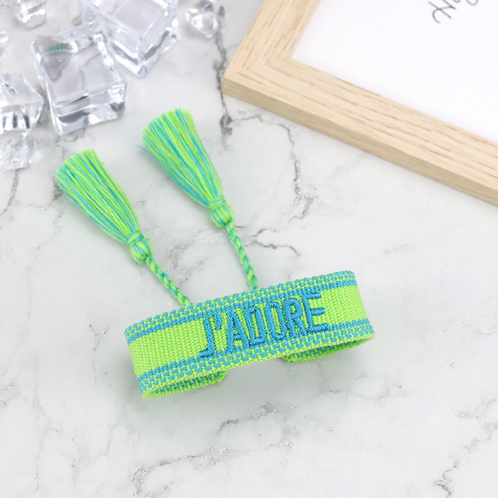 J'adore Bracelet: Embroidered Letter Tassel Wristband for Women & Couples