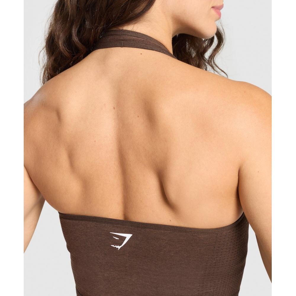 Gymshark Vital Seamless Halter Neck Tank Espresso Marl B2c9l Nbfb