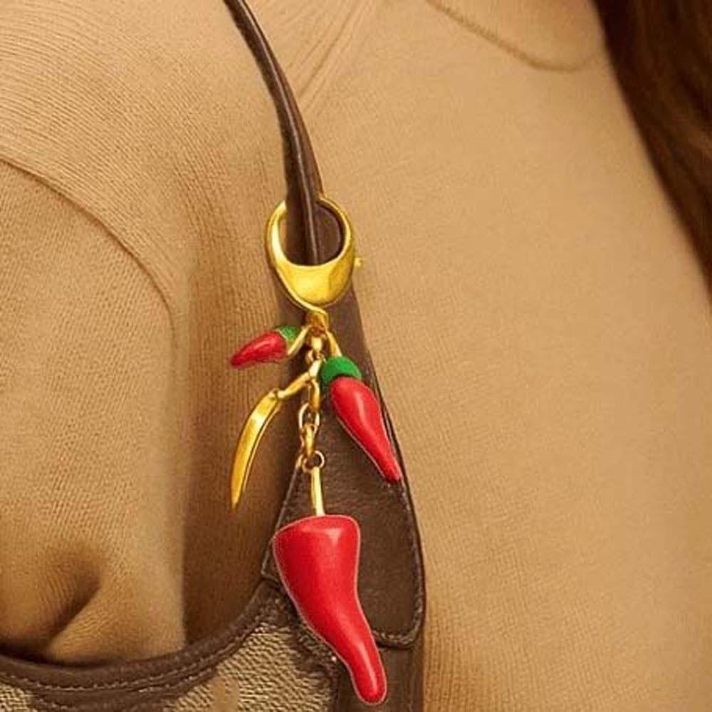 Stainless Steel Enamel Red Chili Pendants Waterproof Beaded Bag Pendant Party