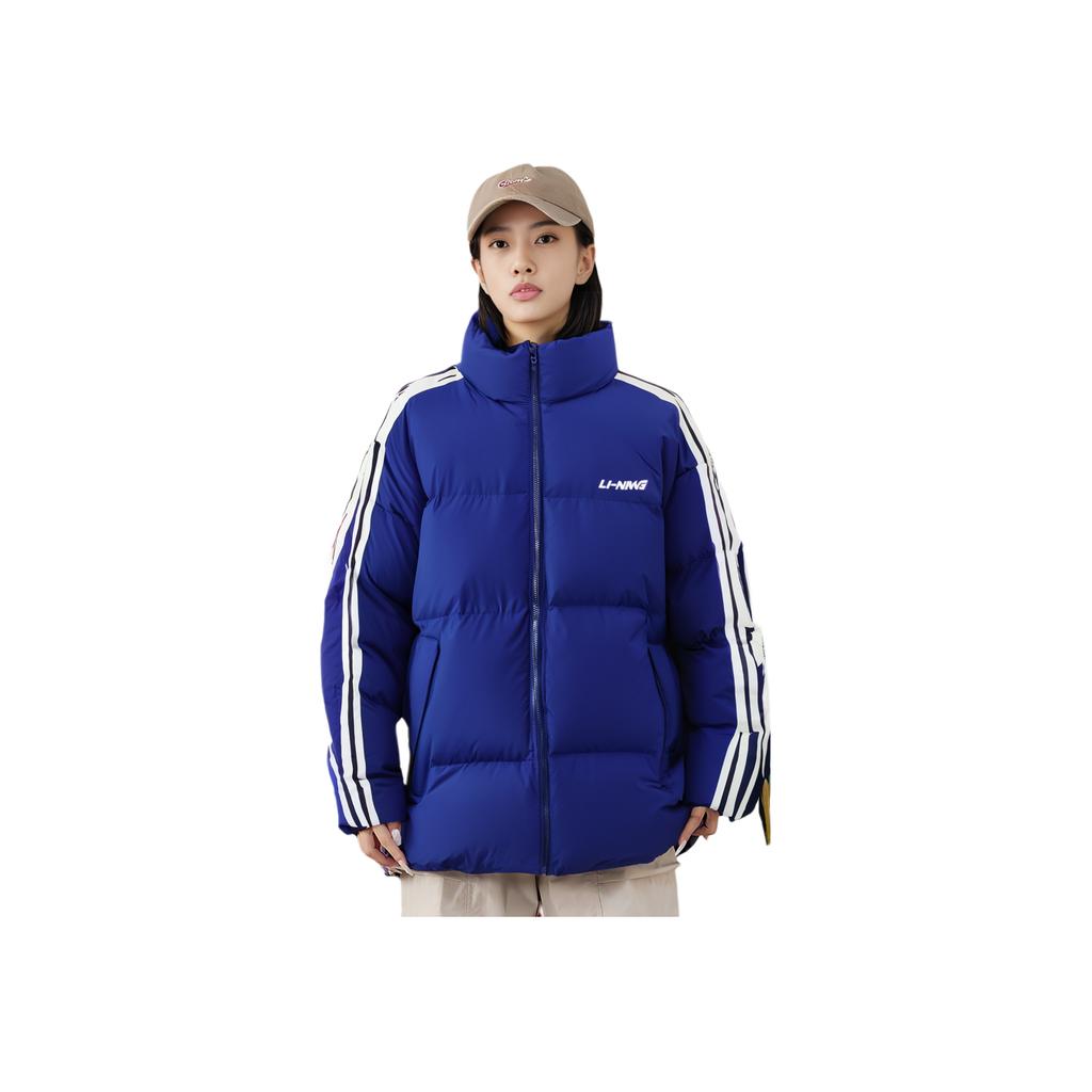 LiNing Logo Casual Sports Down Jacket Unisex Outerwear Dark-Blue AYMS337-3