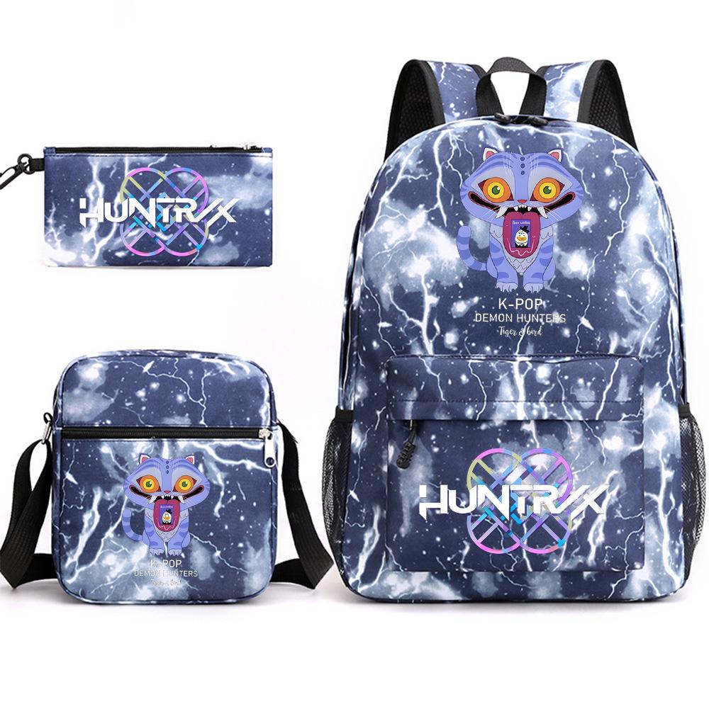 3Pcs/set Anime Printed Backpack with Shoulder Bag Pencil Case for Teenager Student Boy Girl School Bag Large Capacity Waterproof Bookbag Kid Gift
