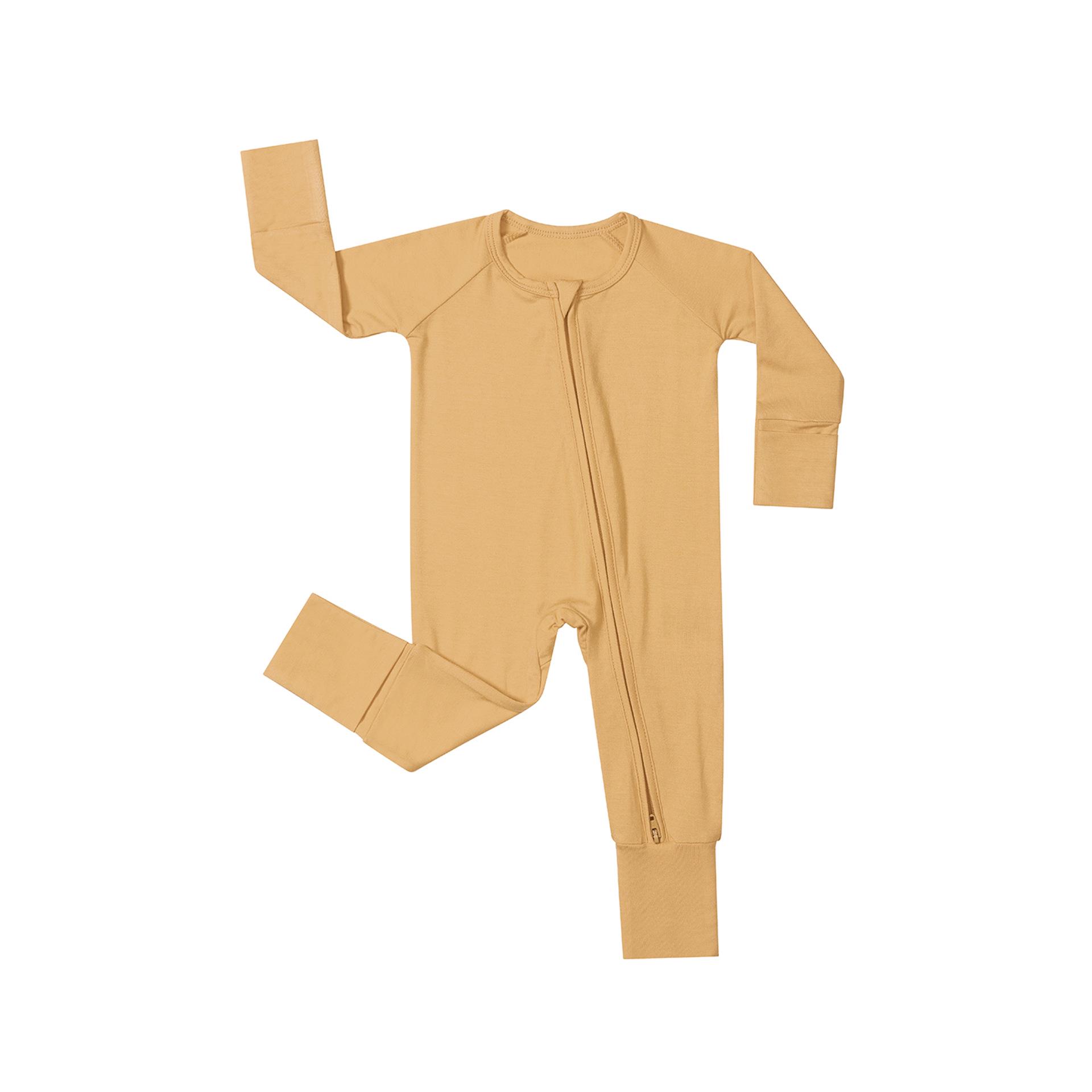 Solid Color Baby Romper: Long Sleeve, Footed, Bamboo Fiber Jumpsuit for Spring/Summer 2T