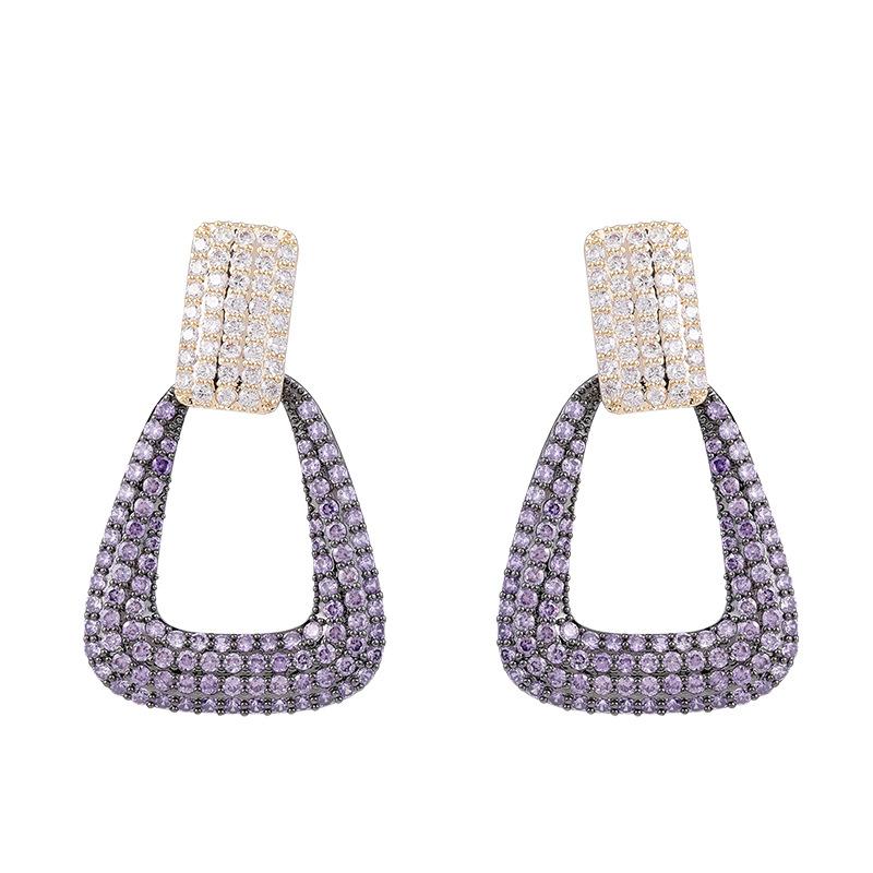 Luxury Brand Earings Jewelry for Women Cubic Zirconia Square Geometric Dangle Earrings 925 Silver Needle