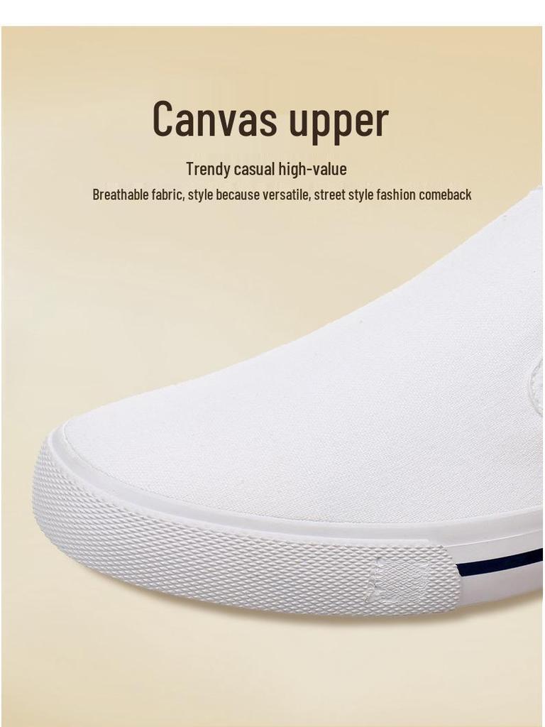 Women's White Thick-Soled Slip-On Canvas Shoes - Casual Autumn Student Footwear