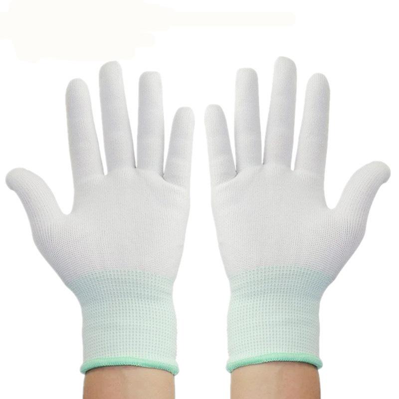 Anti-Static White PU Coated Palm Gloves - Thin Style for Electronics