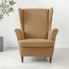 Solid Color Sloping King Back Chair Covers Elastic Polar Fleece Wing Chairs Cover with Seat Cushion Cover Furniture Protector