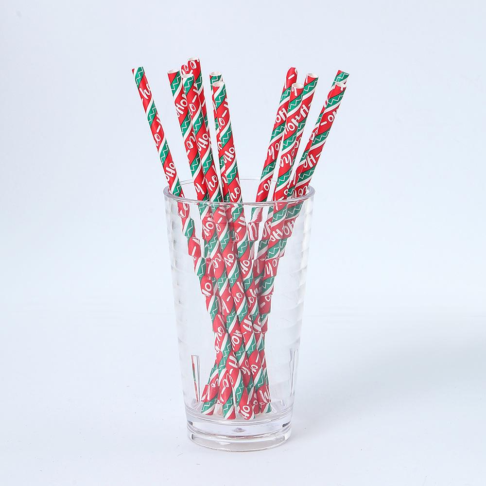 Eco-Friendly Biodegradable Christmas Paper Straws - Disposable Festive Drink Decor