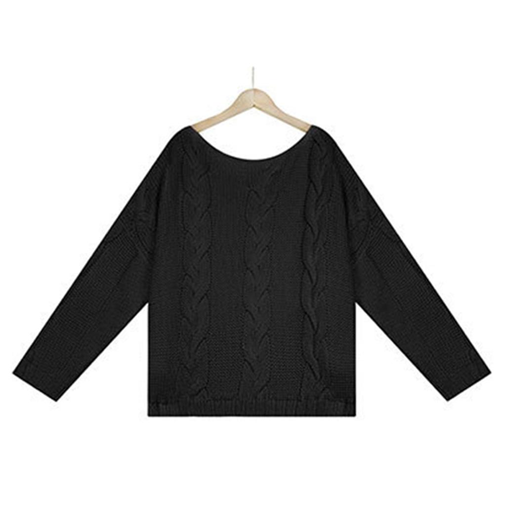 Women's  And Winter Knit Fashion Solid Color Pullover Long Sleeve Sweater